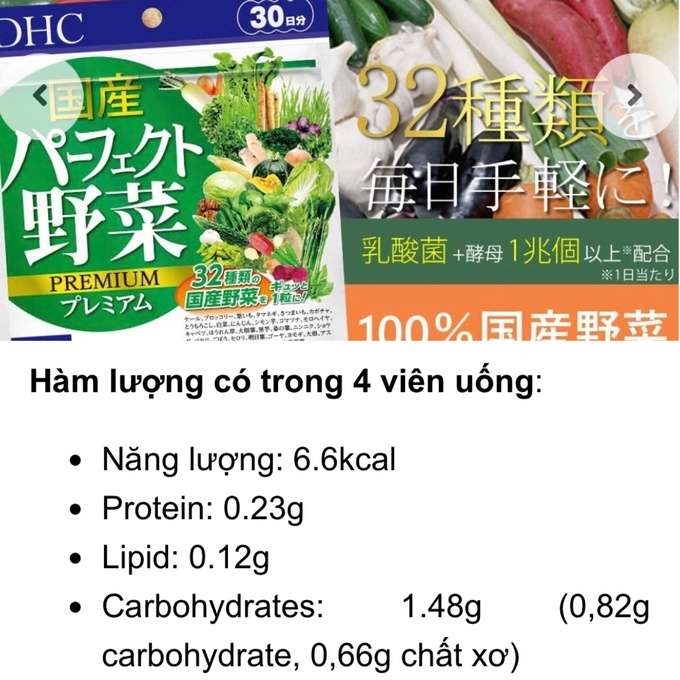 Hàm lượng chất xơ kẹo rau KERA tương đương viên uống DHC